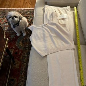 NWT winter, White, knit pants sz 4 and matching NWOT shell top sz 6
